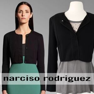 Narciso Rodriguez | Black Long Sleeve Crop Ponte Bolero Jacket | Large
